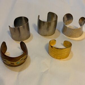 Set of Five Metallic Cuff Bracelets